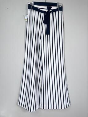 Lena Gabrielle Super Wide Leg Striped Pants with Tie Waist  Women's Size 6 NEW